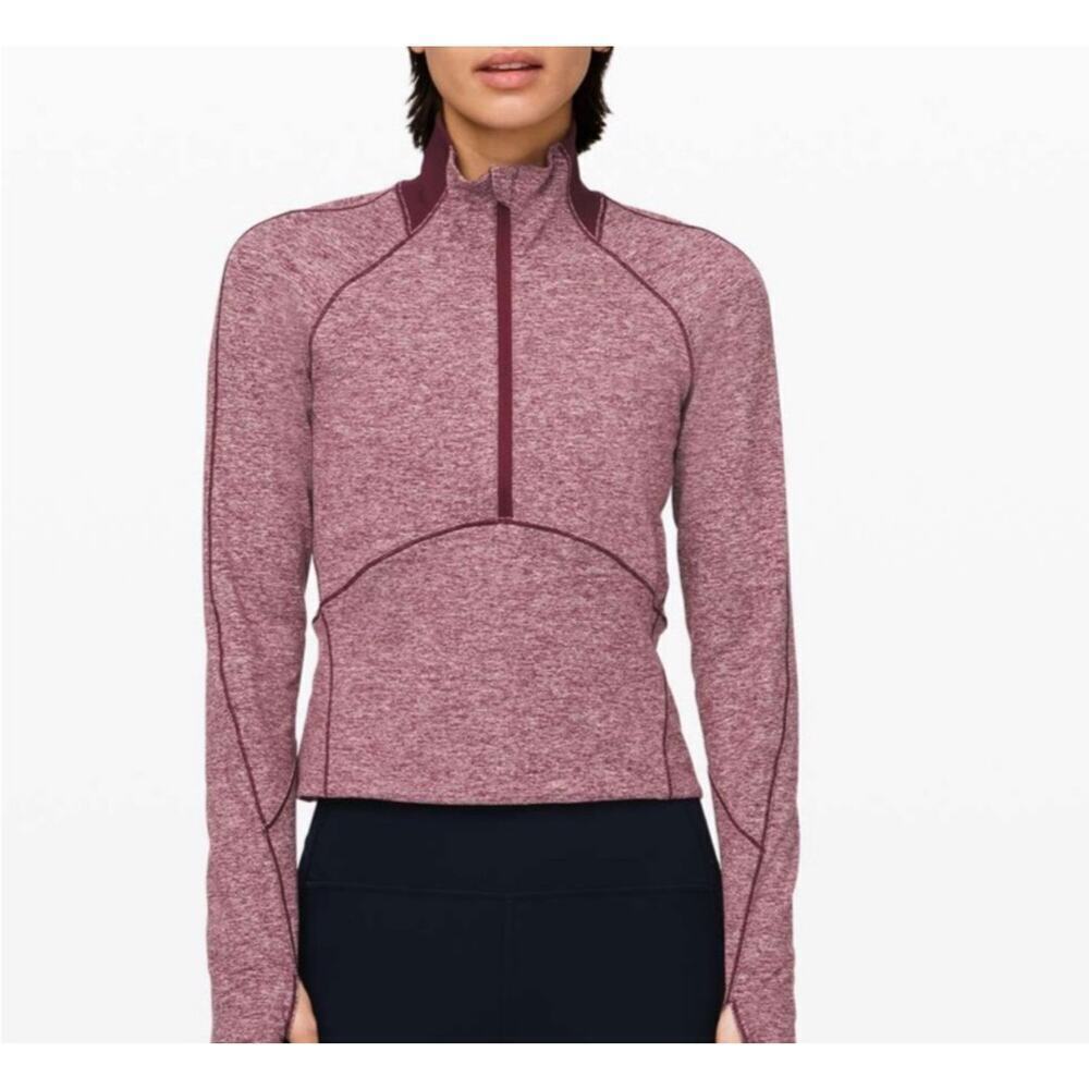 Lululemon Always Alert 1/2 Zip in Heathered Garnet Size 6